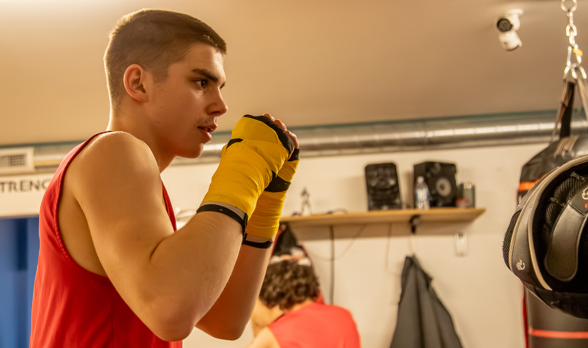 Legacy Boxing athlete working on bag technique