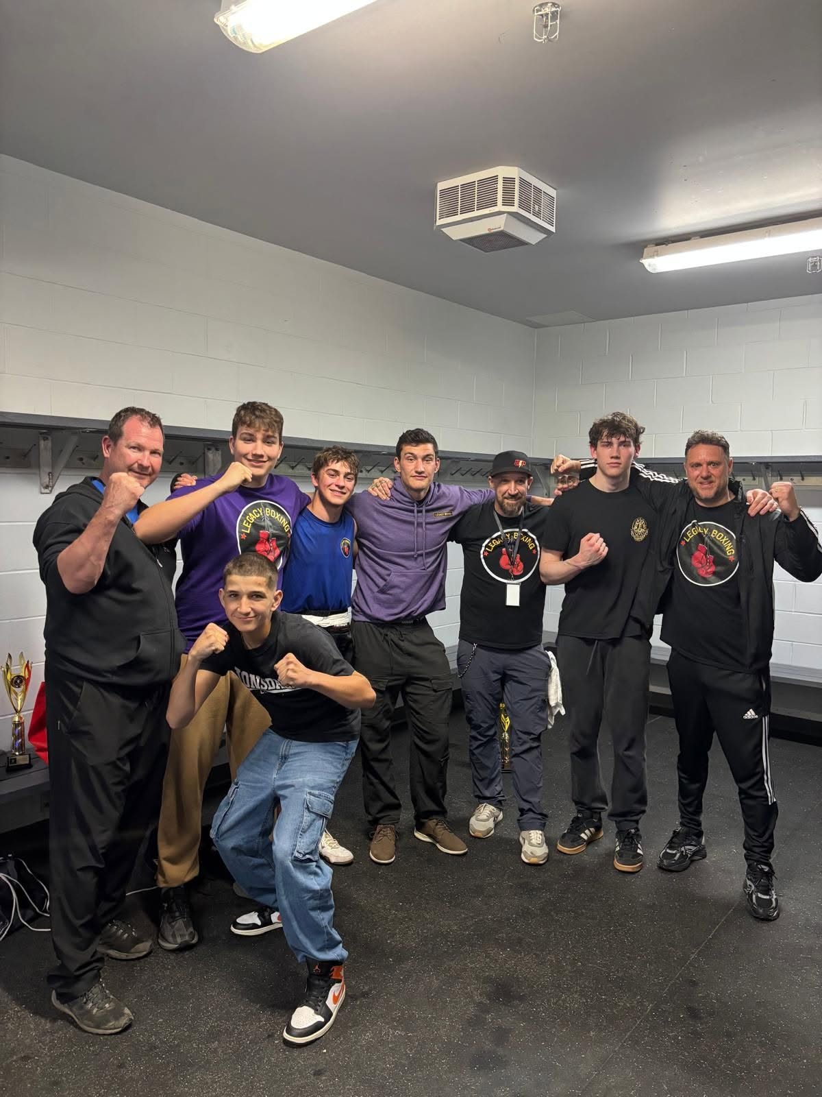 Legacy Boxing team in the locker room